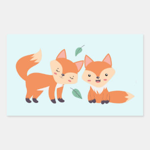 Niedliche Orangenfüchse Grafik Rechteckiger Aufkleber