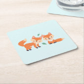 Niedliche Orangenfüchse Grafik Rechteckiger Pappuntersetzer (angewinkelt)