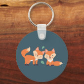 Niedliche Orangenfüchse Grafik Schlüsselanhänger (Vorderseite)