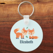 Niedliche Orangenfüchse Grafik Schlüsselanhänger (Vorderseite)