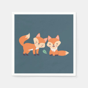 Niedliche Orangenfüchse Grafik Serviette