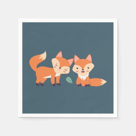 Niedliche Orangenfüchse Grafik Serviette (Vorderseite)