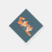 Niedliche Orangenfüchse Grafik Serviette (Ecke)