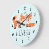 Niedliche Orangenfüchse Grafische Illustration Große Wanduhr (Winkel)