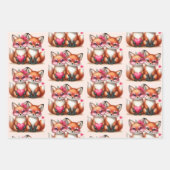 Niedliche Orangenfüchse im Muster der Liebe Geschenkpapier Set (Vorderseite 2)