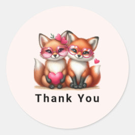 Niedliche Orangenfüchse in der Liebe Danke Runder Aufkleber