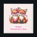 Niedliche Orangenfüchse in der Liebe Valentinstag Magnet<br><div class="desc">Valentinstag Magnet mit einem bezaubernden Bild von 2 Füchsen mit niedlicher Rose getönte Herzbrille. Mit Herzakzenten dekoriert.</div>