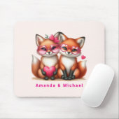Niedliche Orangenfüchse in der Liebe Valentinstag Mousepad (Mit Mouse)