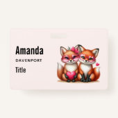 Niedliche Orangenfüchse in Liebe Ausweis (Rückseite)