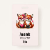 Niedliche Orangenfüchse in Liebe Ausweis (Rückseite)