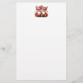 Niedliche Orangenfüchse in Liebe Briefpapier (Vorderseite)