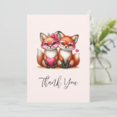 Niedliche Orangenfüchse in Liebe Dankeskarte (Stehend Vorderseite)