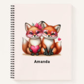Niedliche Orangenfüchse in Liebe Notizblock (Vorderseite)