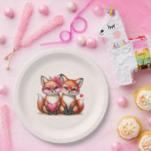 Niedliche Orangenfüchse in Liebe Pappteller (Party)