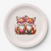 Niedliche Orangenfüchse in Liebe Pappteller (Vorderseite)