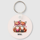 Niedliche Orangenfüchse in Liebe Schlüsselanhänger (Vorderseite)