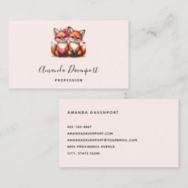 Niedliche Orangenfüchse in Liebe Visitenkarte