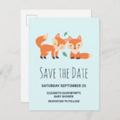 Niedliche Orangenfüchse Save the Date Zeichnend Gr Einladungspostkarte (Vorne/Hinten)