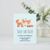 Niedliche Orangenfüchse Save the Date Zeichnend Gr Einladungspostkarte (Stehend Vorderseite)