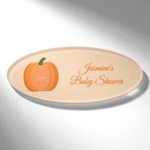 Niedliche Orangengeschlechtsneutrale Pumpkindusche Namenschild