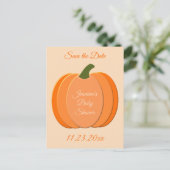Niedliche Orangengeschlechtsneutrale Pumpkindusche Postkarte (Stehend Vorderseite)