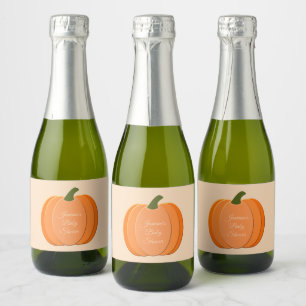 Niedliche Orangengeschlechtsneutrale Pumpkindusche Schaumweinetikett
