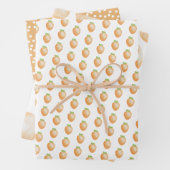 Niedliche Orangenkarotten, Ostereier und Punkte Geschenkpapier Set (Beispiel)