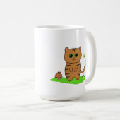 Niedliche Orangenkatze auf grüner Wiese Kaffeetasse (VorderseiteRechts)