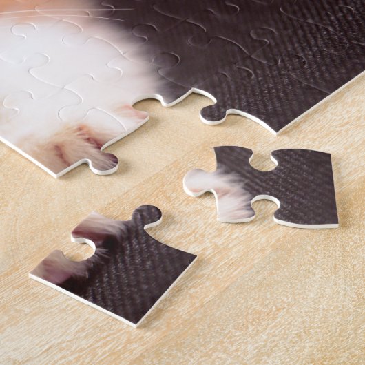 Niedliche Orangenkatze auf schwarz Ottoman Orange Puzzle (Seite)