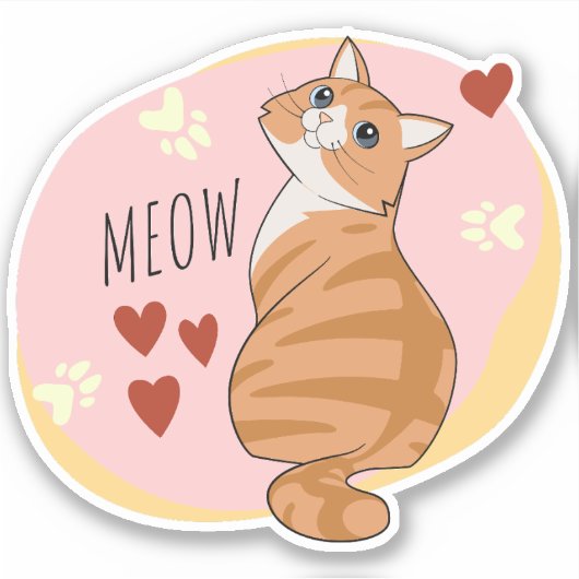 Niedliche Orangenkatze Aufkleber (Vorderseite)