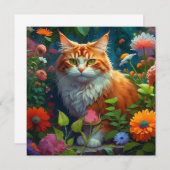Niedliche Orangenkatze bei Blume (Vorne/Hinten)