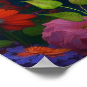 Niedliche Orangenkatze bei Blume Poster (Ecke)