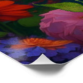 Niedliche Orangenkatze bei Blume Poster (Ecke)