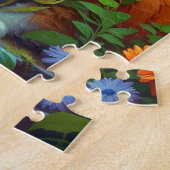 Niedliche Orangenkatze bei Blume Puzzle (Seite)