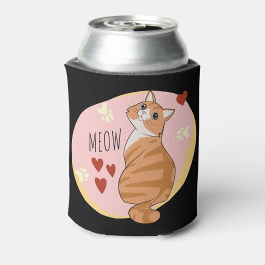 Niedliche Orangenkatze Dosenkühler (Kanne Rückseite)