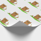Niedliche Orangenkatze im Grünweitenpapier Geschenkpapier (Ecke)
