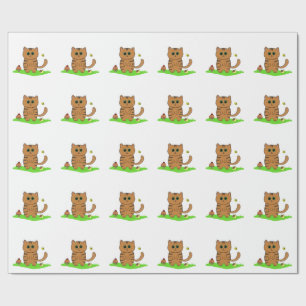 Niedliche Orangenkatze im Grünweitenpapier Geschenkpapier