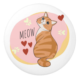 Niedliche Orangenkatze Keramikknauf