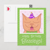 Niedliche Orangenkatze mit Geburtstagshühnchen Postkarte (Vorne/Hinten)