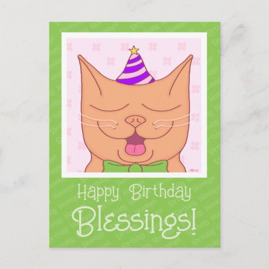 Niedliche Orangenkatze mit Geburtstagshühnchen Postkarte (Vorderseite)