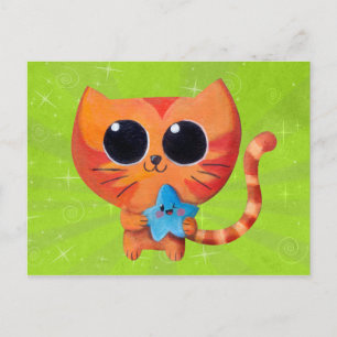 Niedliche Orangenkatze mit Star Postkarte