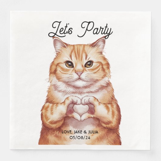 Niedliche Orangenkatze Personalisiert Serviette (Vorderseite)