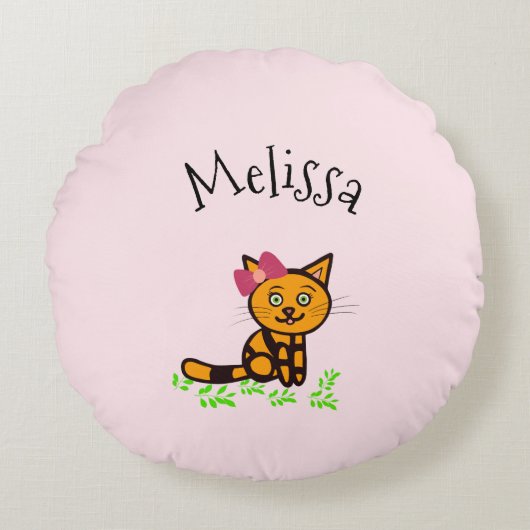 Niedliche Orangenkatze Rundes Kissen (Vorderseite)