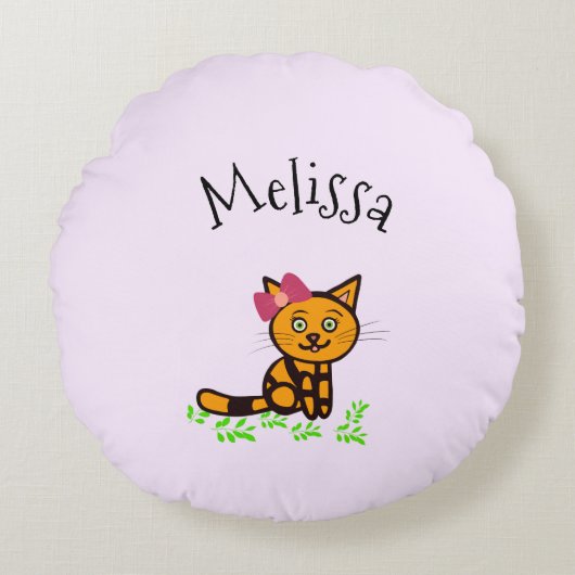 Niedliche Orangenkatze Rundes Kissen (Vorderseite)