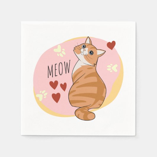 Niedliche Orangenkatze Serviette (Vorderseite)