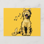 Niedliche Orangenkatze zeichnend mit musikalischen Postkarte (Vorderseite)