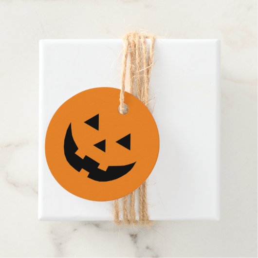 Niedliche Orangenkürbis Kürbislaterne Halloween Geschenkanhänger (Beispiel)