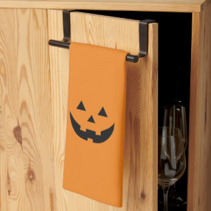 Niedliche Orangenkürbis Kürbislaterne Halloween Geschirrtuch