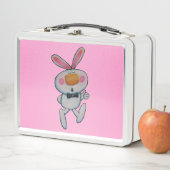 Niedliche Orangennase in Weiß, rosa Metall Brotdose (Beispiel)