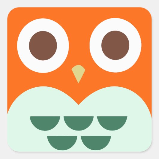 Niedliche Orangenschale mit grünem Kariertem Hinte Quadratischer Aufkleber (Vorderseite)